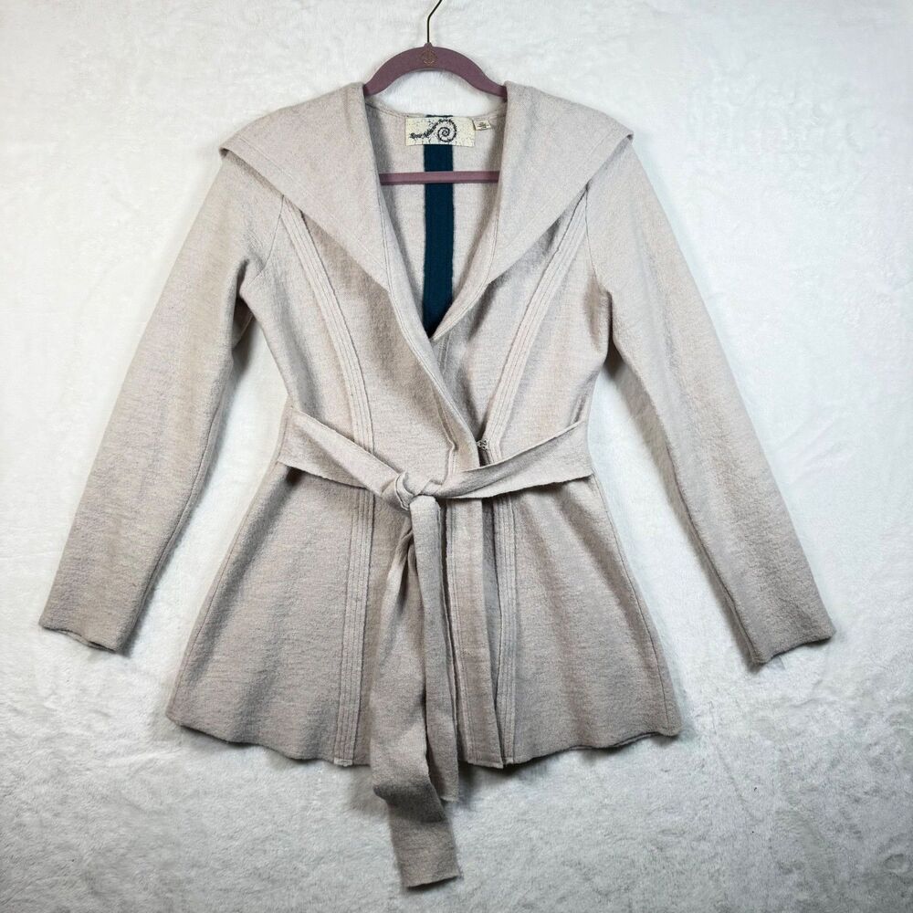 Anthropologie Rosie Neira 100% Wool Hooded Belted Cardigan Sweater Coat XS
